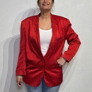DKNY Red Silk Vintage Blazer Sz 10